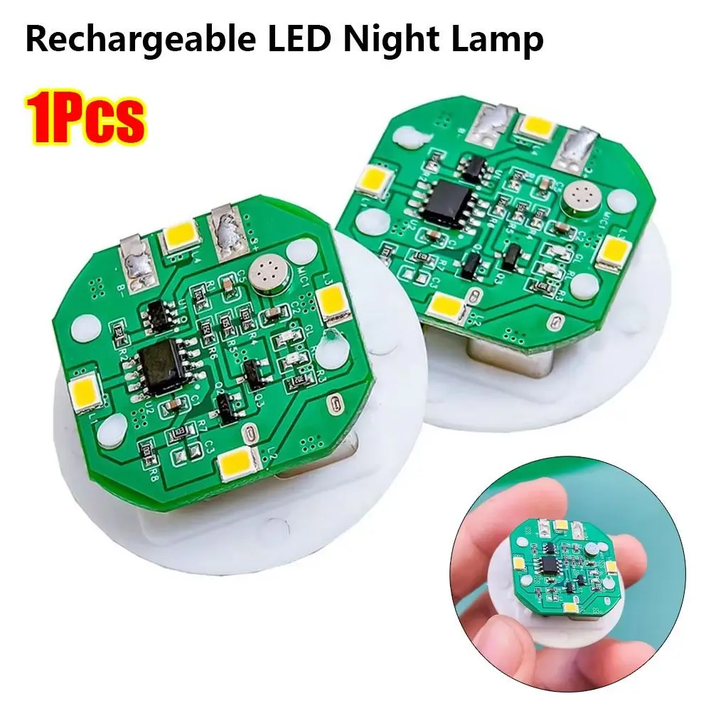 1Pcs 38mm Rechargeable LED Night Lamp Plastic Rechargeable Sound Sensor Light Wall Mount Metal Touch Control Night Light