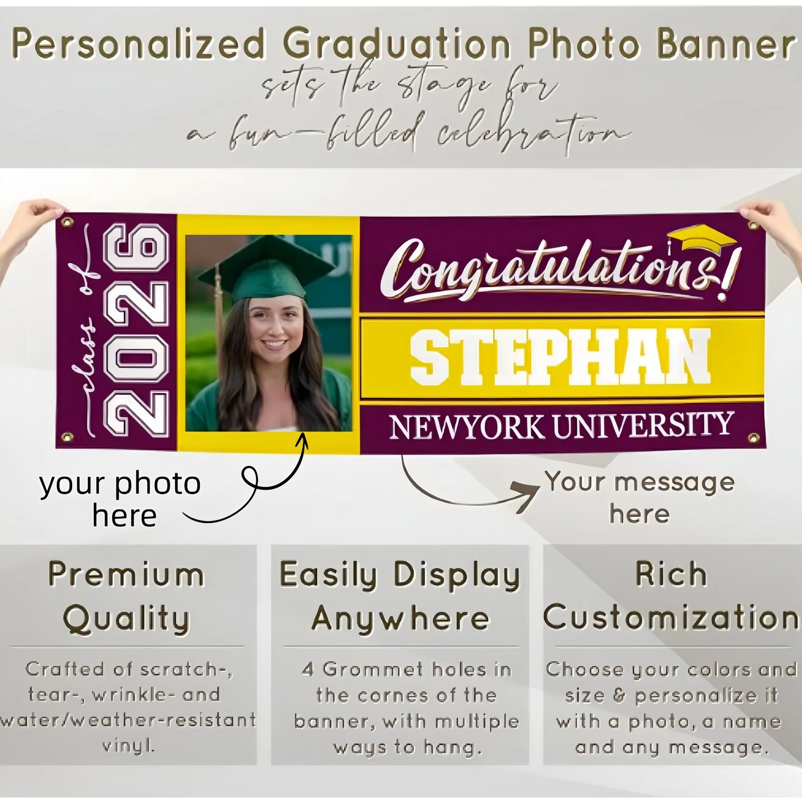 

Personalized Graduation Custom Banner Class of 2026 Graduation Party Decorations