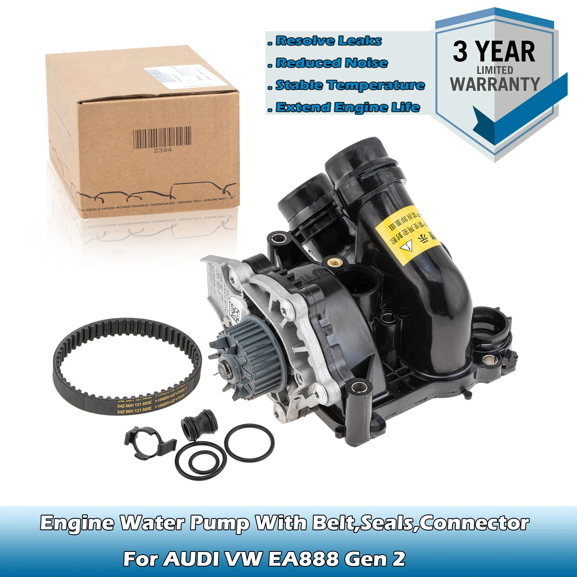 Pompa płynu chłodzącego silnika OEM z paskami 06H121026N do AUDI A3, A4 B8, A5, A6 C7, Q3, Q5, TT, VW Beetle, Golf, Passat, Scirocco, Sharan, Tiguan