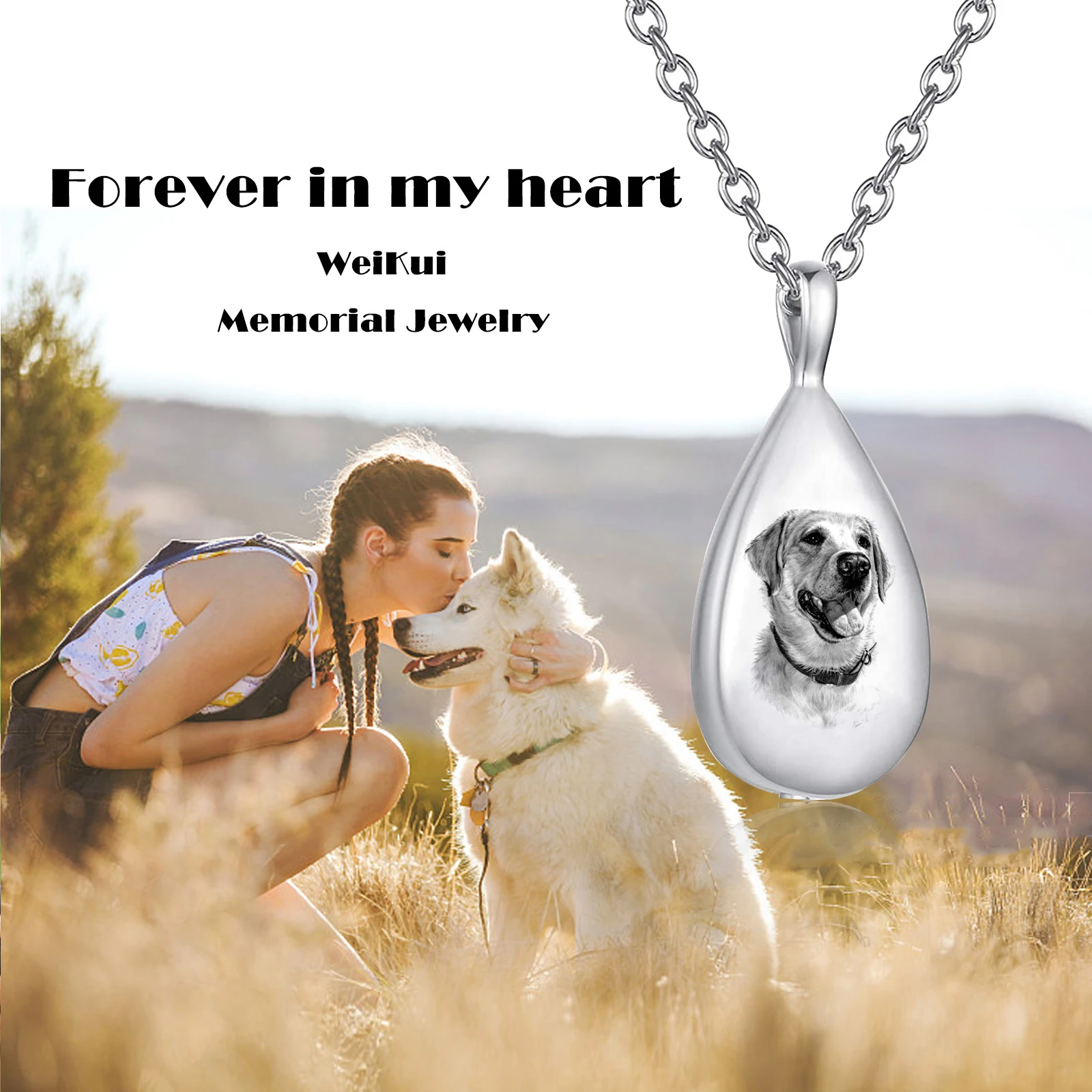 Personalized Pet Photo  Necklace For Dog/Cat Ashes Cremation Memorial Urn Ashes Pendant Necklace Women Men Keepsake Jewelry