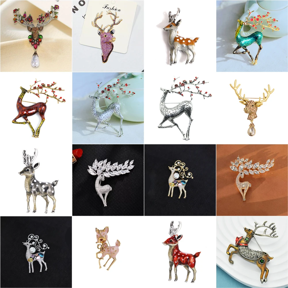 Vintage Collectible Pins - Коллекция винтажных брошей с оленями, эмалевые