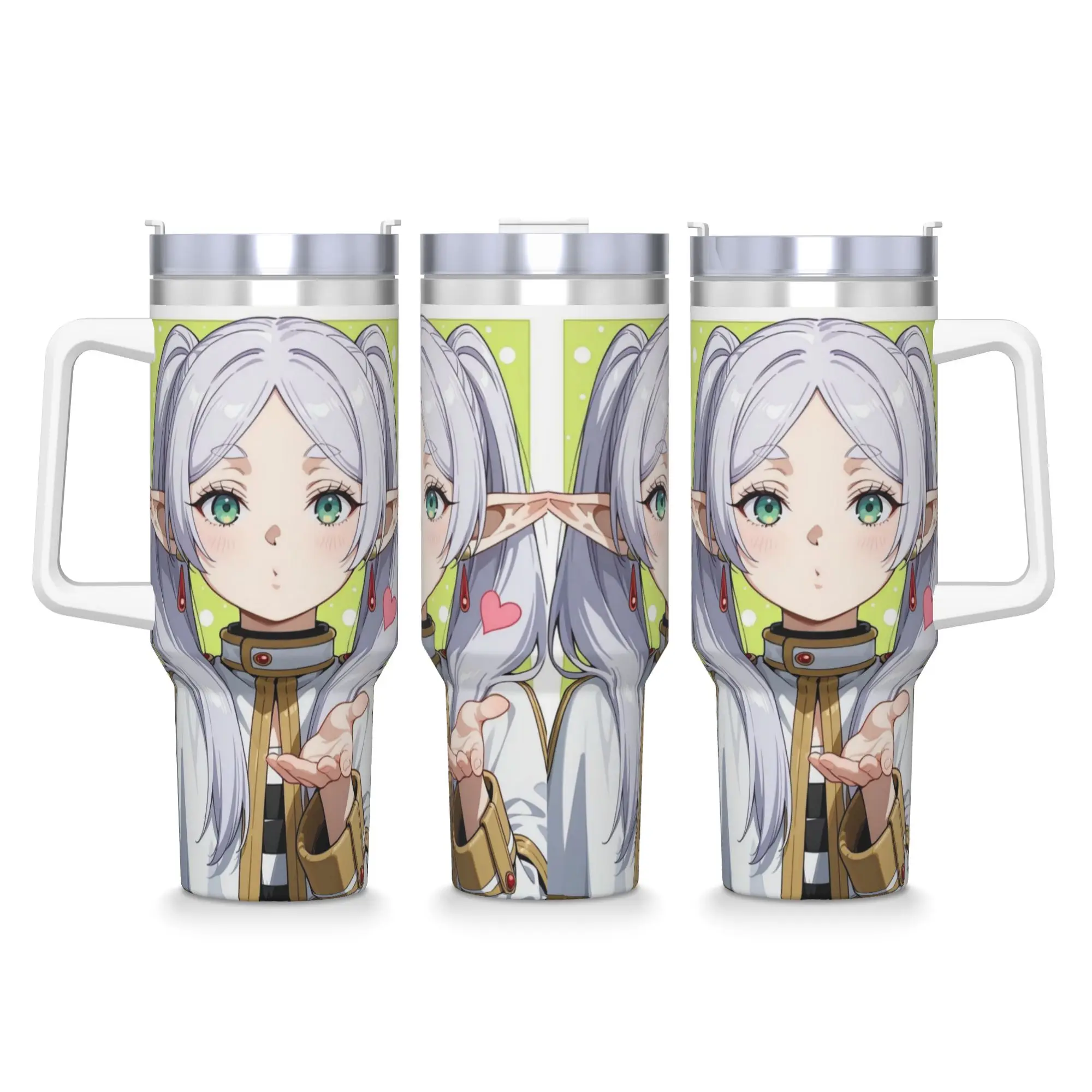 Frieren Beyond Journeys Tumbler  Cold and Hot Portable Stainless Steel Water Bottle With Handle Driving Car Mugs