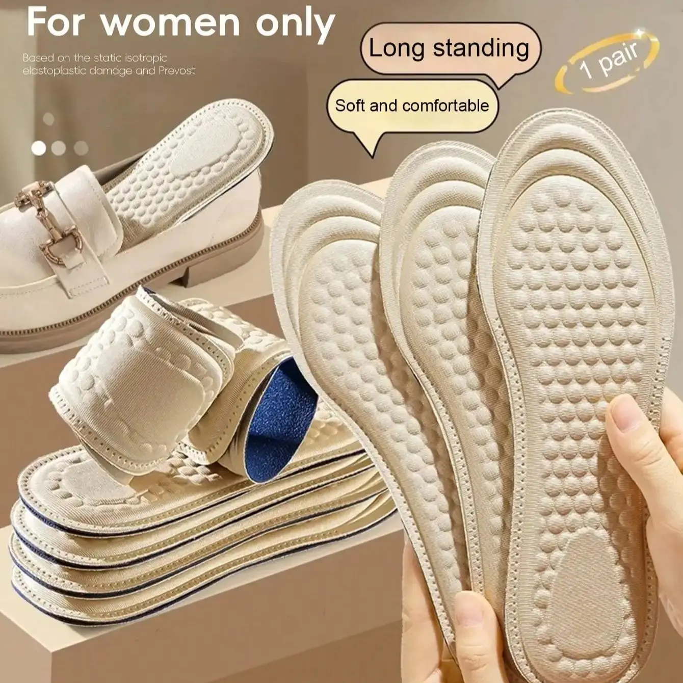 1 Paar Massage-Sporteinlagen, ultraweiche Schaumstoffpolster, stoßdämpfende, zuschneidbare Schuheinlagen für Sneaker und High Heels