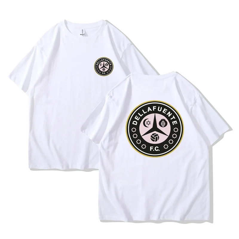 

Dellafuente Summer Men's and Women's Pure Cotton Short Sleeve DLFC Football Club Emblem Fashion T-shirt Harajuku Unisex Korean