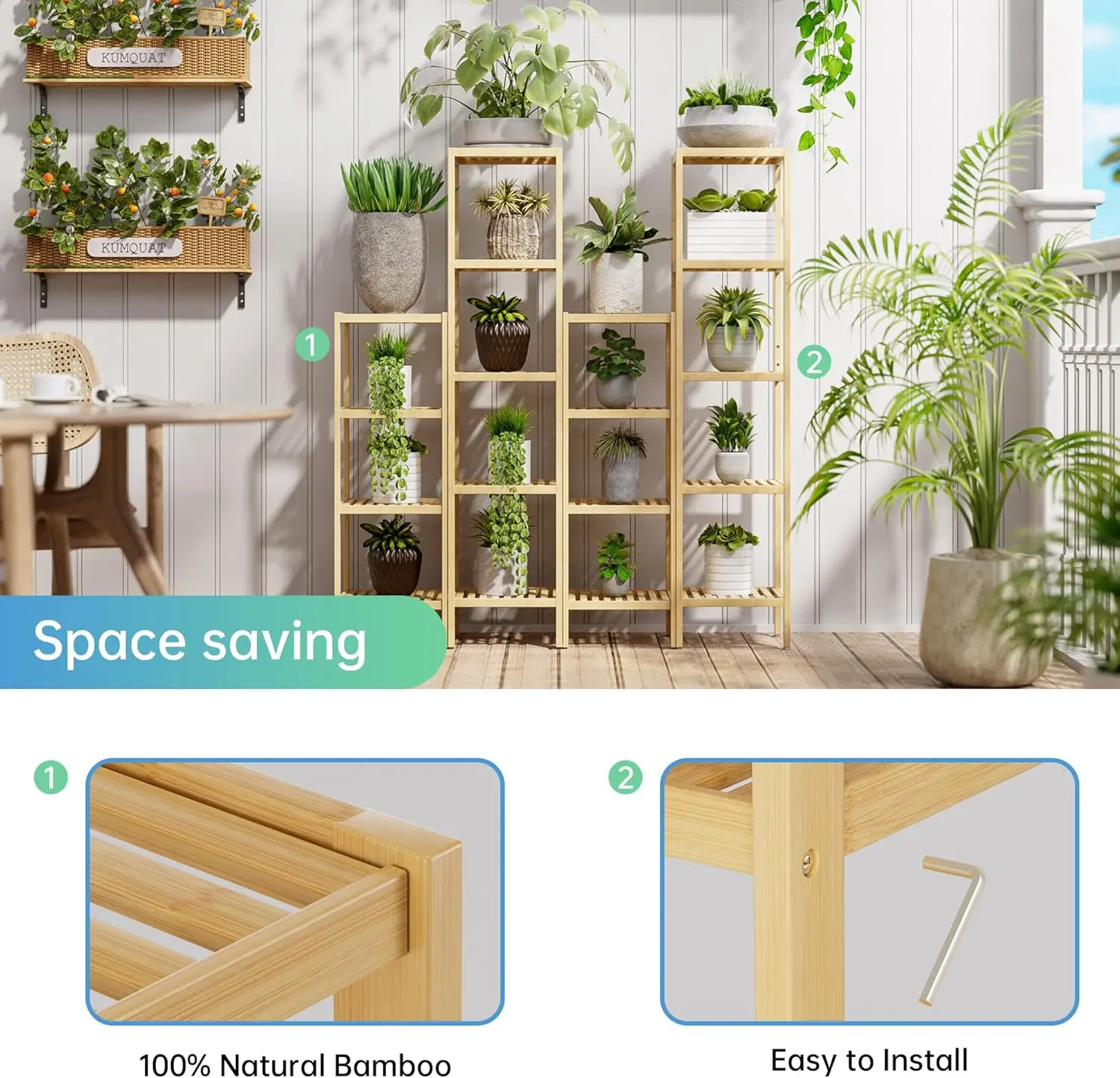 4-Tier Bamboo Bathroom Shelf, Multifunctional Storage Rack for Kitchen, Bedroom, Living Room (Natural)