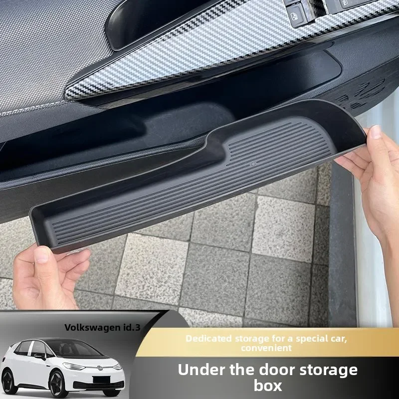 Car Door Side Lower Storage Box TPE Soft Rubber Storage Box Special Interior Modification Accessories Black for Volkswagen ID.3