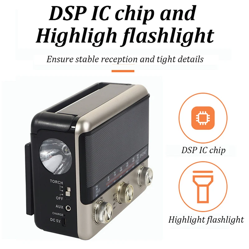 แบบพกพาวิทยุลำโพงบลูทูธพลังงานแสงอาทิตย์ FM/AM/SW วิทยุ ReceiverMP3เครื่องเล่นเพลง LED Light สนับสนุน USB/บัตร TF/AUX