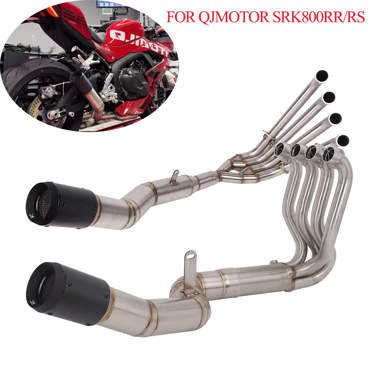 Full Exhaust Systems For QJMOTOR SRK800RR SRK800RS 2024-2026 Modified Escape Muffler Link Header Pipe QJ SRK600RS Exhaust