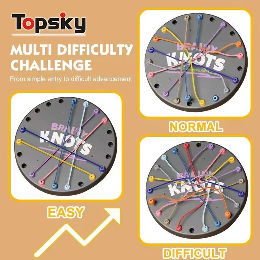 1 Satz - Seilpuzzlespiel Brainy Knots Seil entwirren Brettspiel, Seilknoten-Herausforderungsspiel, Saitenlösung Zentrales Schnürspielzeug