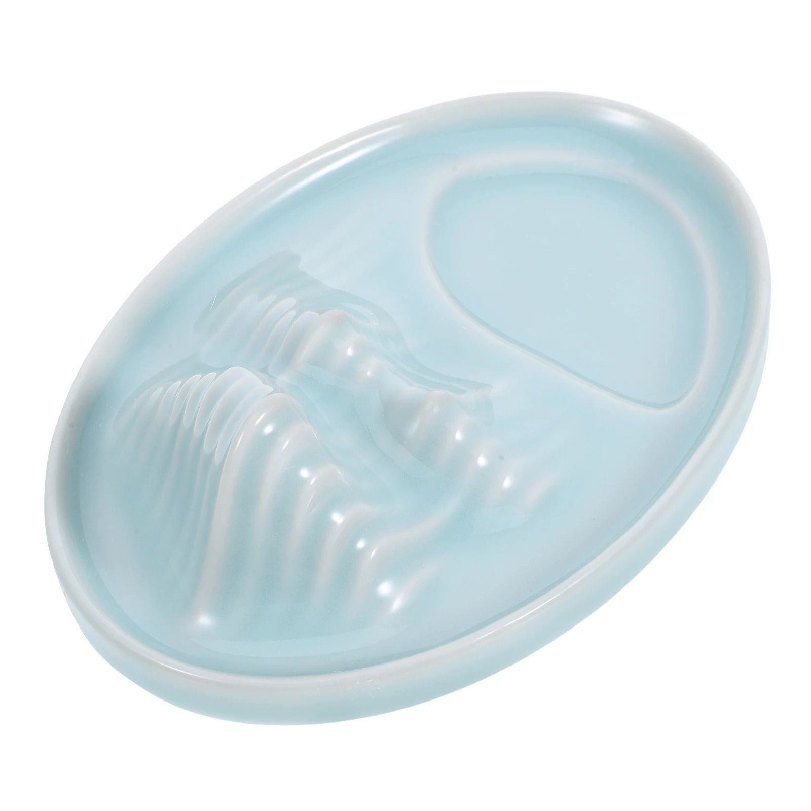 Ceramic Calligraphy Ink Dish Blue Versatile Writing Art Plate for Chinese Calligraphy Brush Rest Mixing Studio