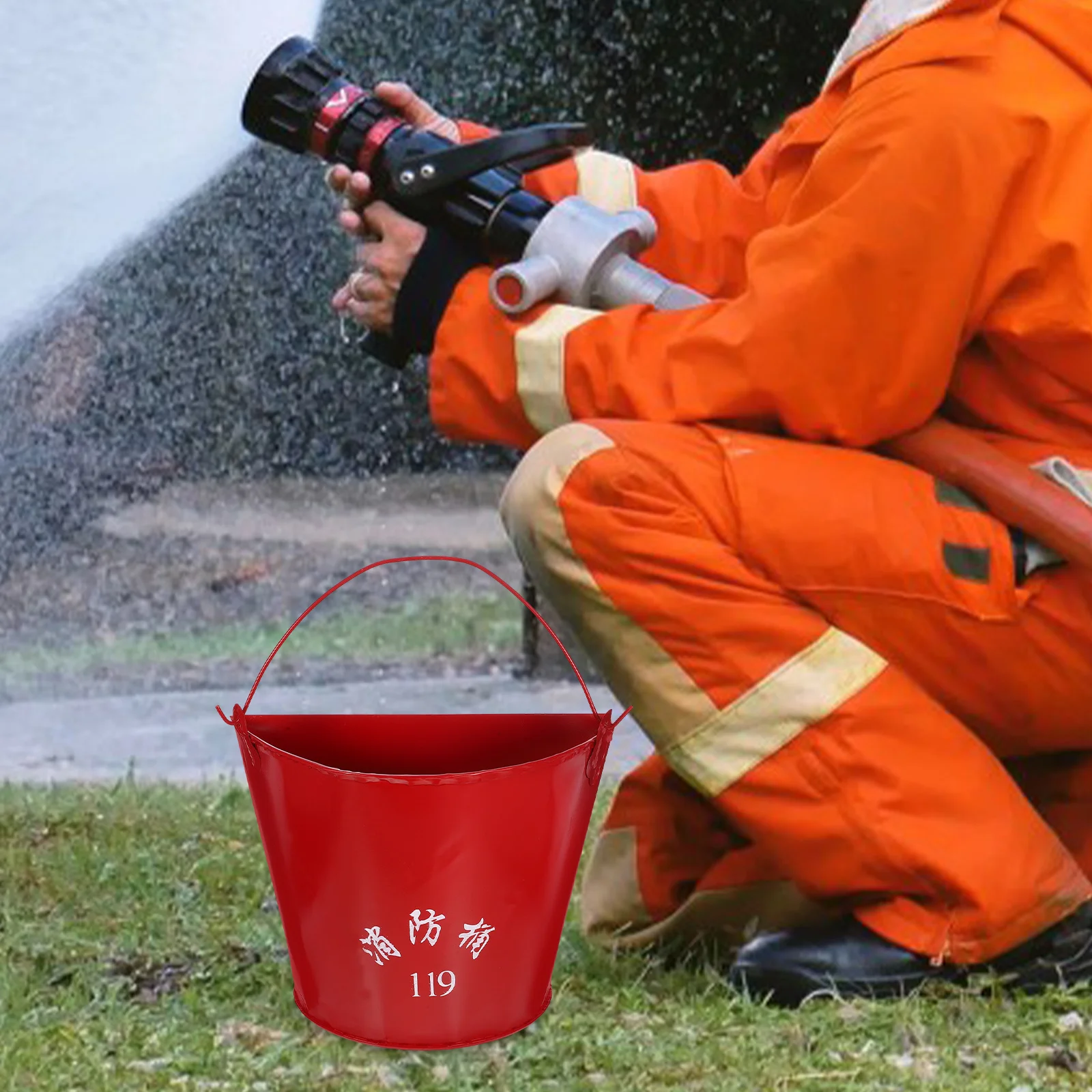 1pc Feuer Notfall Eimer Kreative Halbrunde Sand Eimer Für Feuer Verdickte Notfall Ausrüstung