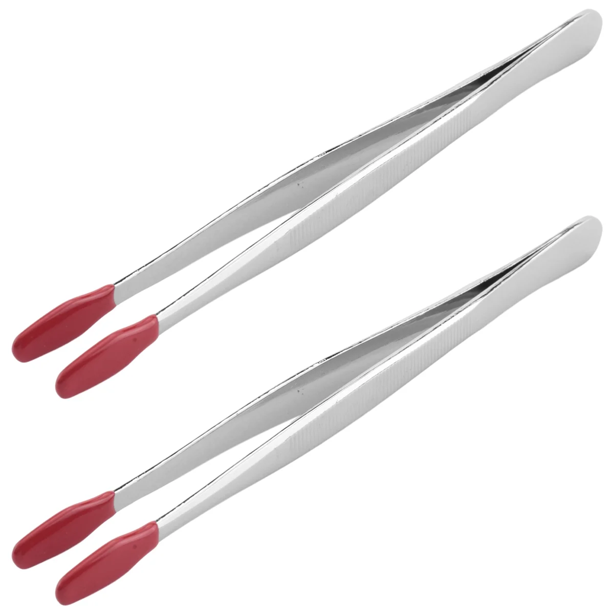 2 Pieces of Rubber Tip Tweezers PVC Silicone Precision Tweezers Laboratory Industrial Hobby Craft Tweezers Tool-Red