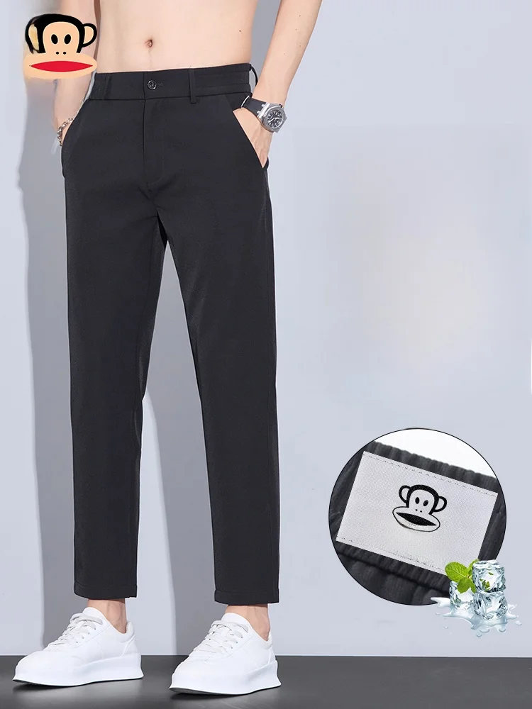 

Мужские летние тонкие прямые брюки Paul Frank Ice Silk Quick Dry, модные, универсальные, с охлаждающим эффектом, длиной 7/8