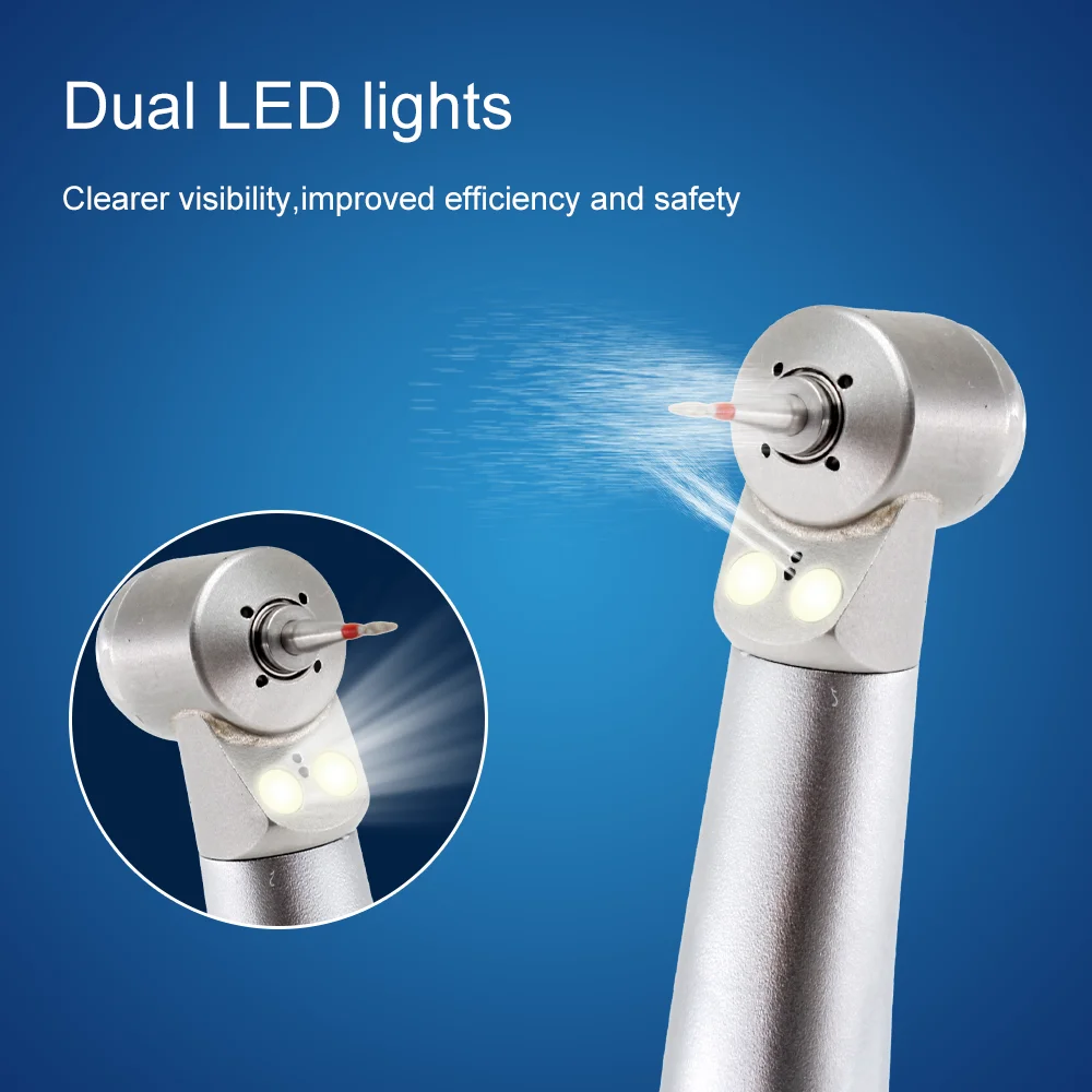 DEASIN Dental 2LED Licht High Speed Handstück Kinder Mini Kopf Griff Fiber Optic Push Button Air Turbine zahnmedizin werkzeuge 2/4 löcher – Detail 6