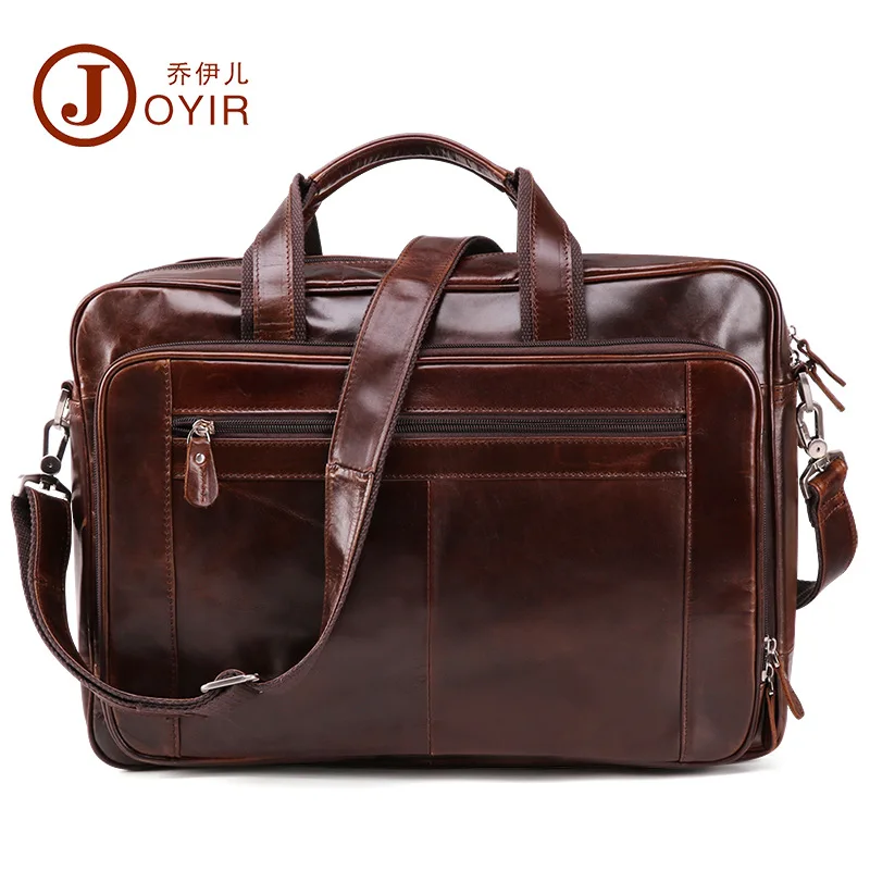 Men's Handbag First Layer Cowhide Bag Men's 17-Inch Briefcase Crossbody Bag Men's Briefcase Vintage Leather Men's Bag