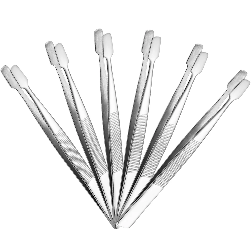 6Pcs Premium Metal Tweezers for False Eyelashes Stamp Coin Handling Anti-Static Long Tip Comfort Grip for Fine Art Craft and