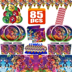 New Super Mario Birthday Decoration Cartoon Game Noise Maker Party Supplies Tablecloth Plate Balloons Tableware