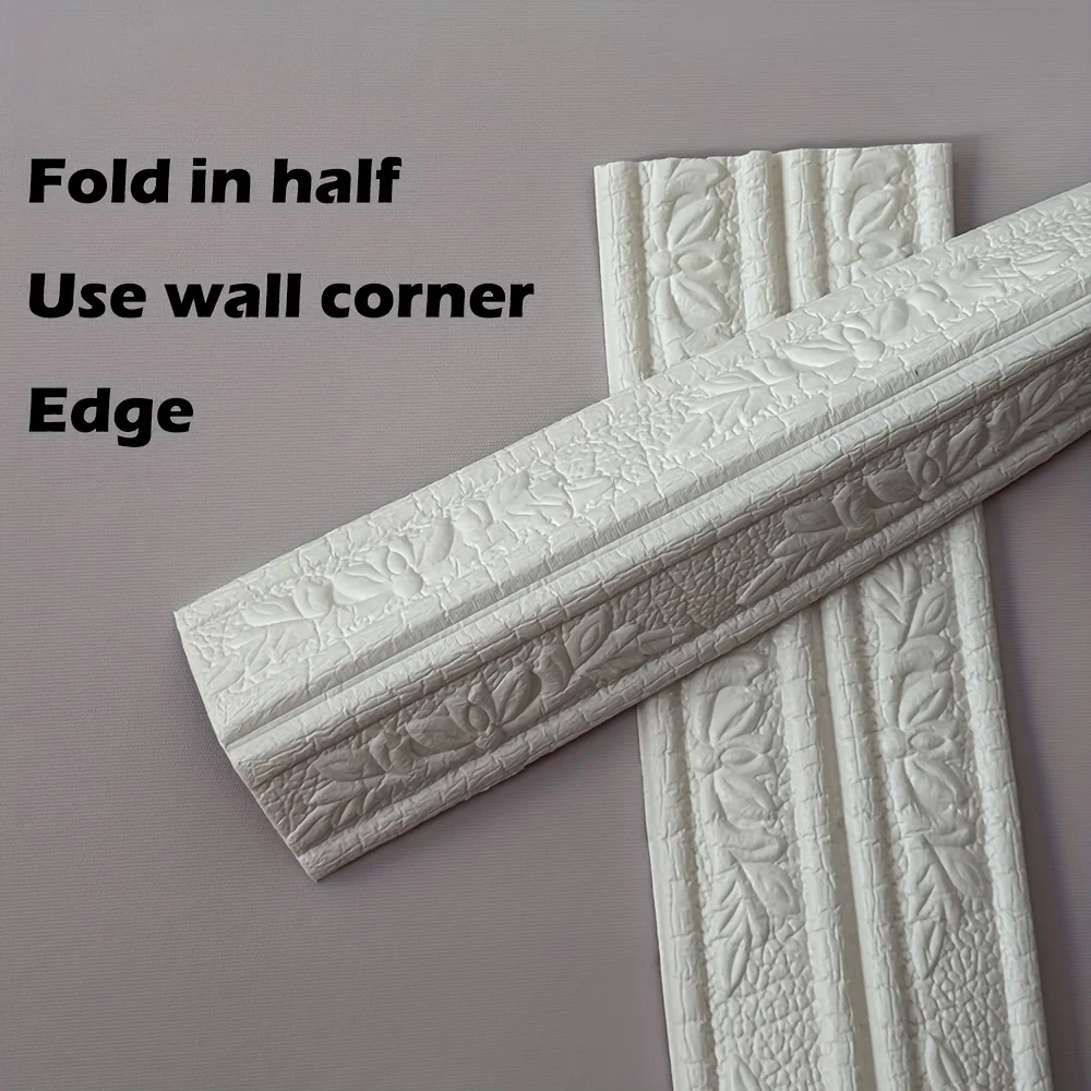 2pcs Emboss Self Adhesive celling wallpaper edge strip sticker Baseboard Molding Trim Decorative Wall Lines Peel and Stick - view 4
