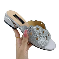 Diapositives ChimColorful pour femmes, sandales design classique, chaussures de dame de style italien, mules d'été à talons bas, sandales confortables, nouveau, 2023