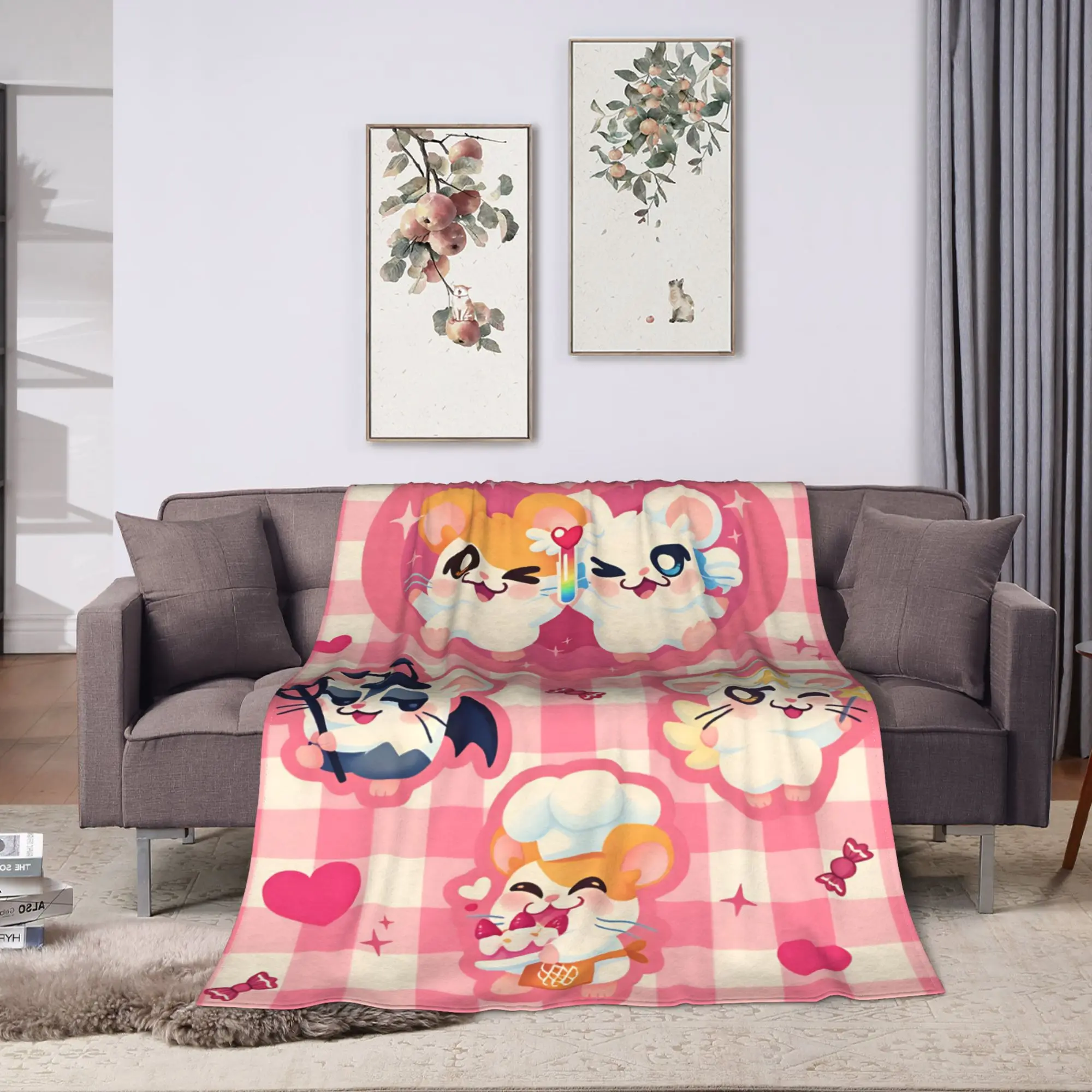 Hamutaro Plush Blankets Child  Flannel Bedding Throws For Outdoor Super Warm Customized Quality Bedspread Birthday Gift