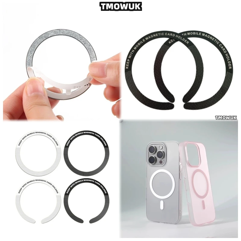 

For IPhone 13 14 15 16 Pro Max Plus Mini For Magsafe - 3M Adhesive Magnetic Metal Plate Ring Sticker For Wireless Charging