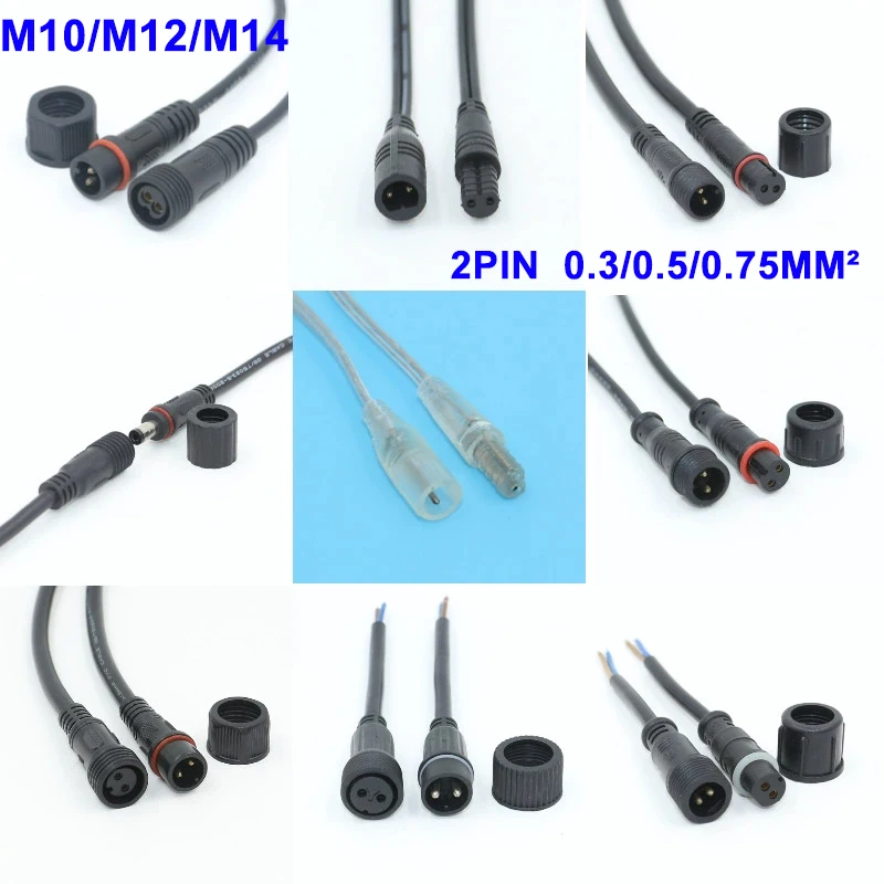 M8 M10 M12 5521DC Mini-Stecker Männlich Weiblich 2-Pin Steckverbinder mit Kabel Solarleuchte M12 Auto PVC Wasserdichter Steckverbinder 5,5x2,1DC