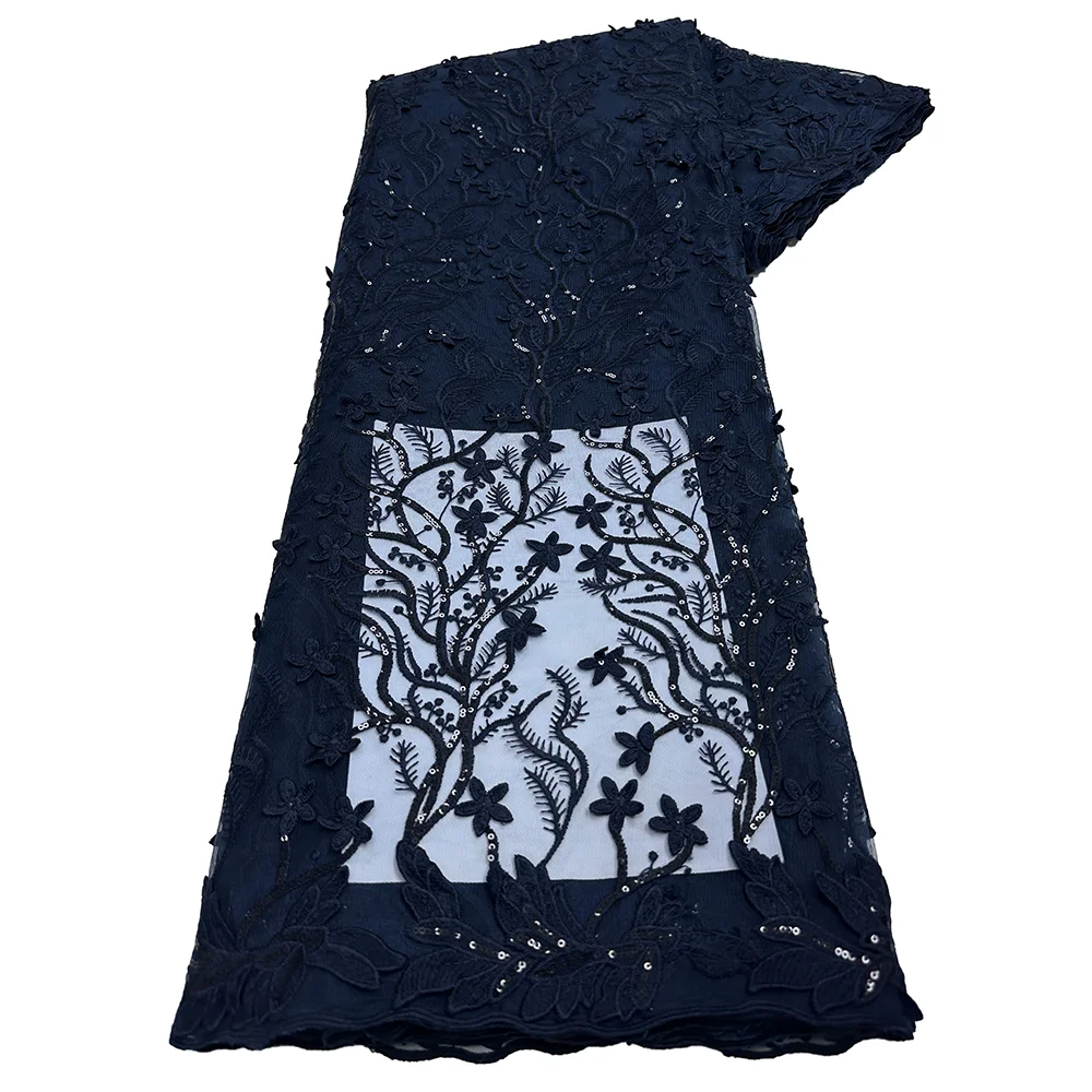 2025 แอฟริกันสุทธิลูกไม้แอฟริกันลูกไม้ผ้าคุณภาพสูง 5 หลาเย็บปักถักร้อยไนจีเรียภาษาฝรั่งเศสคําผ้าลูกไม้ Tulle ผ้าสําหรับงานแต่งงาน