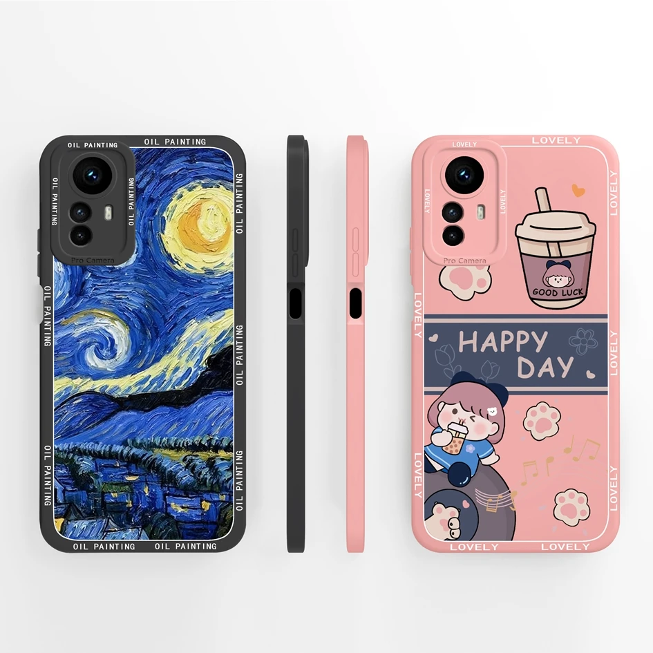 For Xiaomi Redmi Note 12S 4G Case Cover Cute Fashion Shockproof Cartoon Pattern Liquid Silicone For Redmi Note 12 S Funda Coques