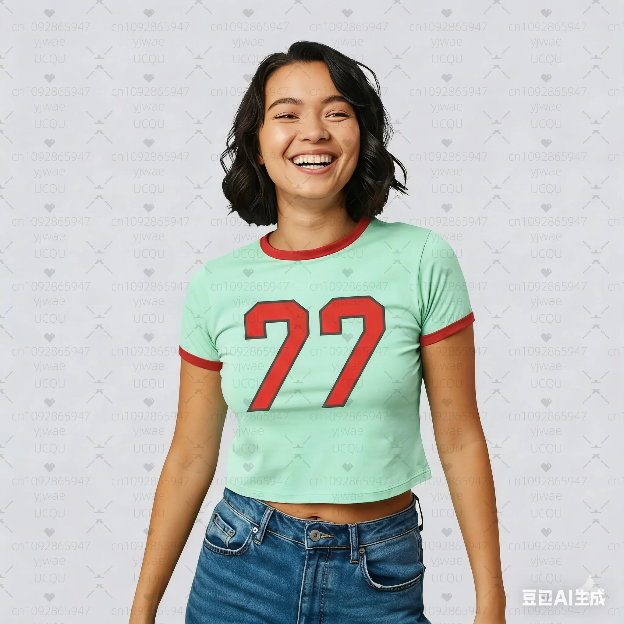 2026 Summer Women Fashion Crop Sexy Y2K Top Shirt NO.77 O-Neck Short Sleeve T-shirt Casual Tees Basic number 77 print T-shirt