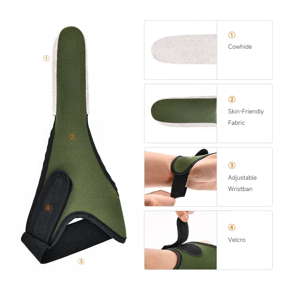Breathable For fishing Finger Protective Sleeve with Leather Reinforcement Non-Slip Palm and Customizable Wrist Fit
