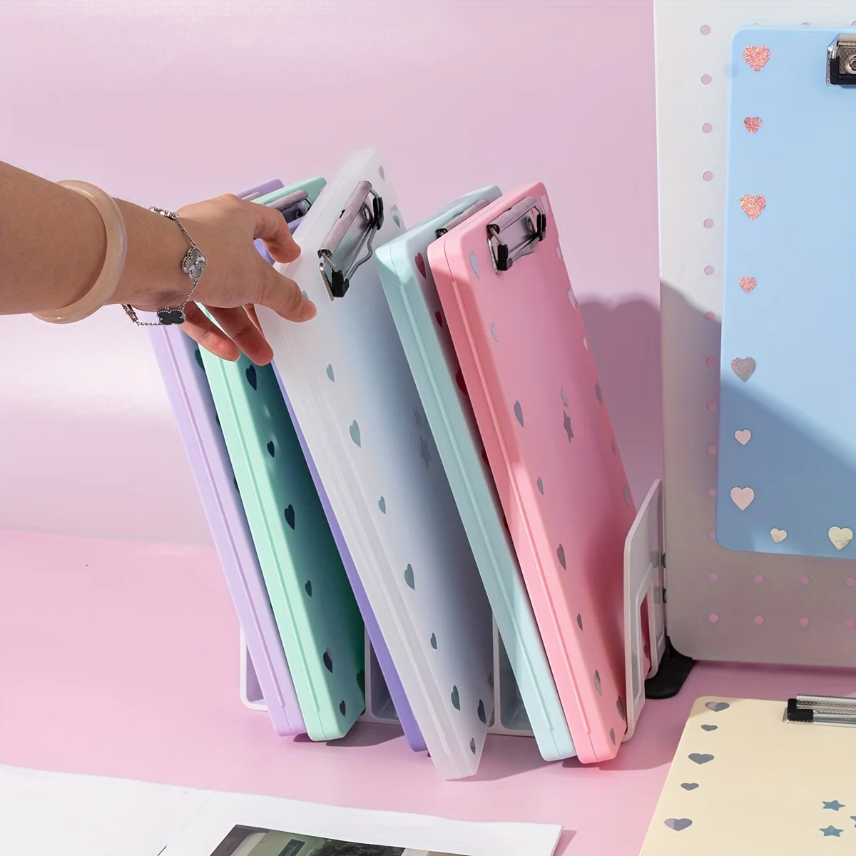 صندوق منظم مجلد الملفات مقاس A4 - مادة PP متينة، سعة كبيرة لامتحانات الطلاب، وسادات الكتابة، أوراق الاختبار، والملصقات