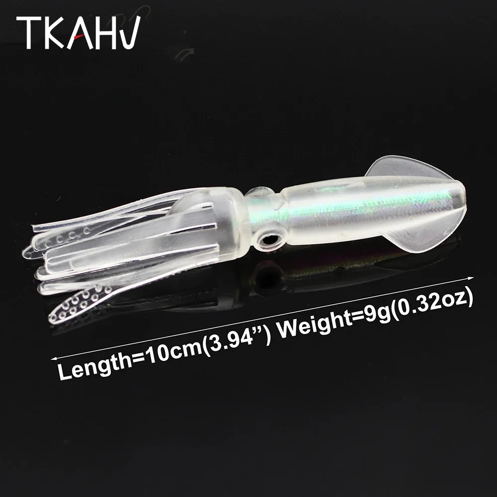 TKAHV 5 PCS 10cm 9g Octopus Squid Skirt Trolling Jig Soft Fishing Lure Glow Rubber Shad Worm Swimbait Silicone Artificial Bait