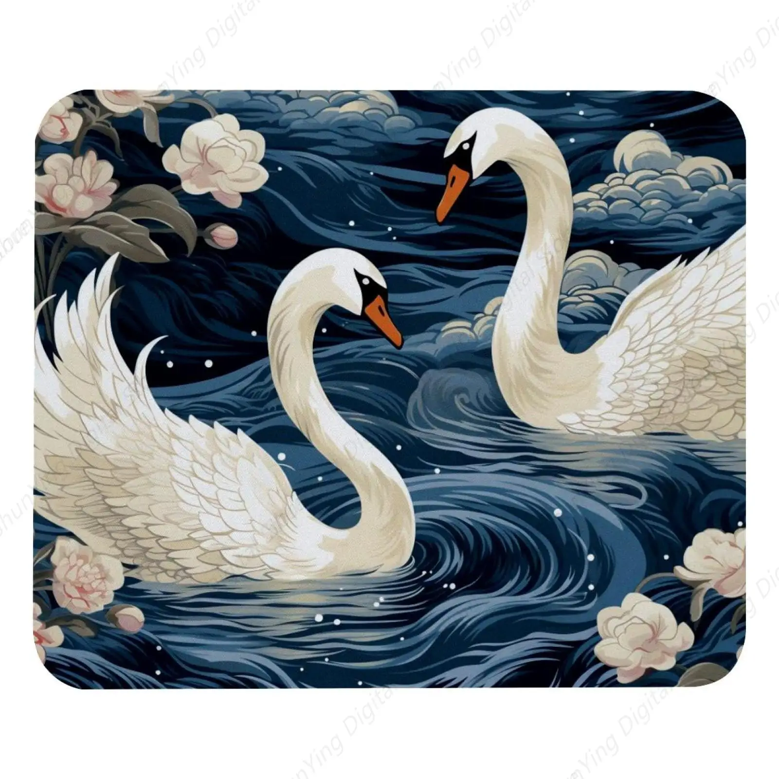 หมายเลข Swan รูปแบบเมาส์ Pad แล็ปท็อปส่วนบุคคลตกแต่งสํานักงานฐานยางเมาส์ Pad ของขวัญ 18*22 ซม