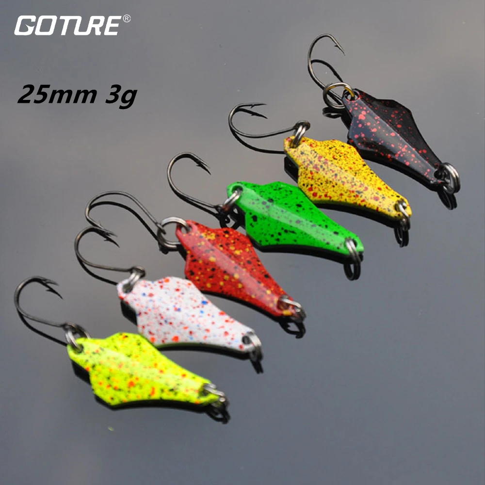 

Goture 1PCS Metal Spinner Spoon trout Fishing Lure 25mm 3g Small Hard Bait Sequins Spinner Fishing Spoon with Single Hook