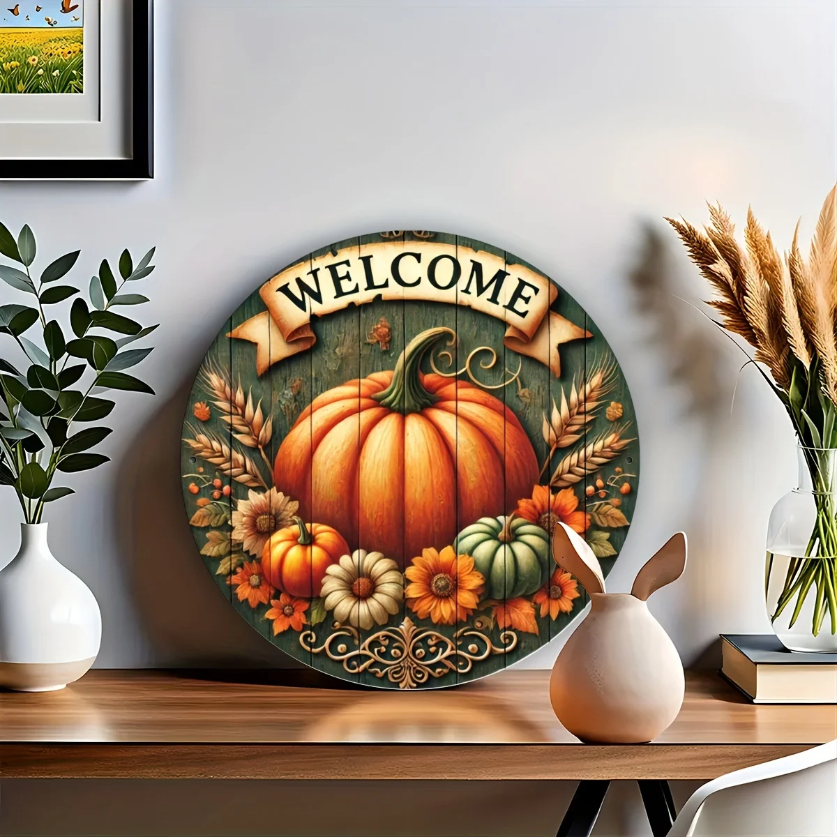 Charming 8-Circle Metal Welcome Sign - Ideal for Fall, Thanksgiving & Harvest Day Decor | Perfect for Home, Cafe, Restaurant, Ba