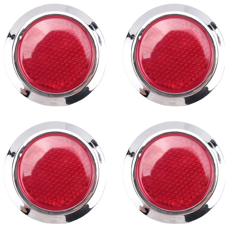 【FAST-SALE】4 Pcs Auto Car Plastic Round Reflective Reflector Sticker Red