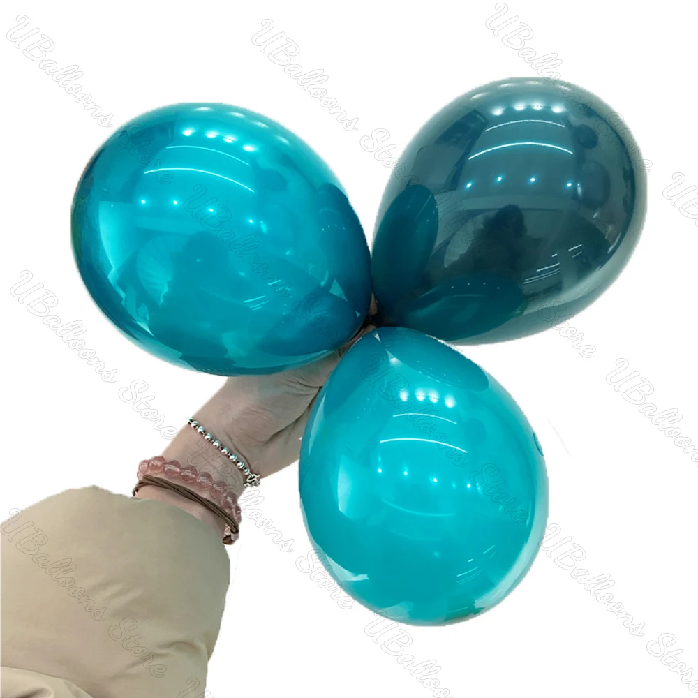 5/10/12/18 Zoll dunkle blaugrüne Luftballons, blaugrün, einlagig, doppelt gefüllter Chrom-blaugrüne Ballon für Geburtstags-Safari-Party-Dekoration – Detail 4