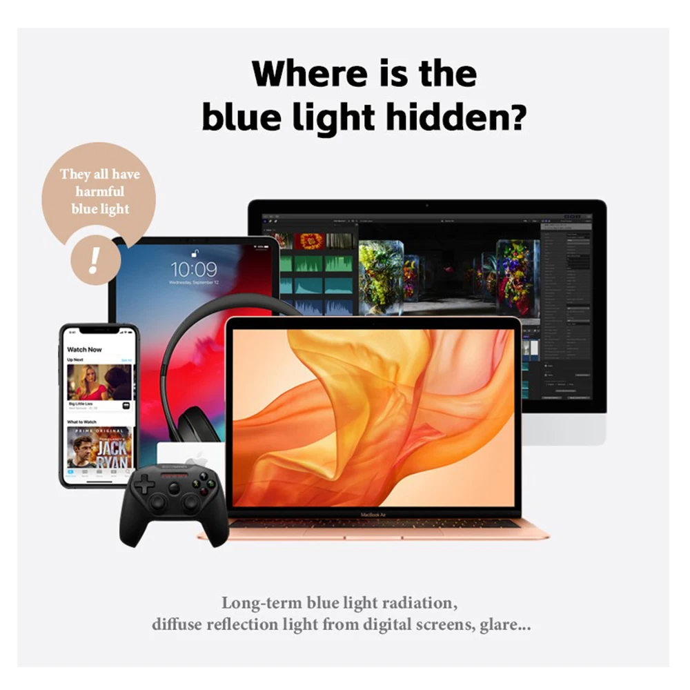 BEAU FIVE High-Quality Retro Anti-Blue Light Trendy and Versatile Square Frame Computer Protective Glasses Plain Lens F114