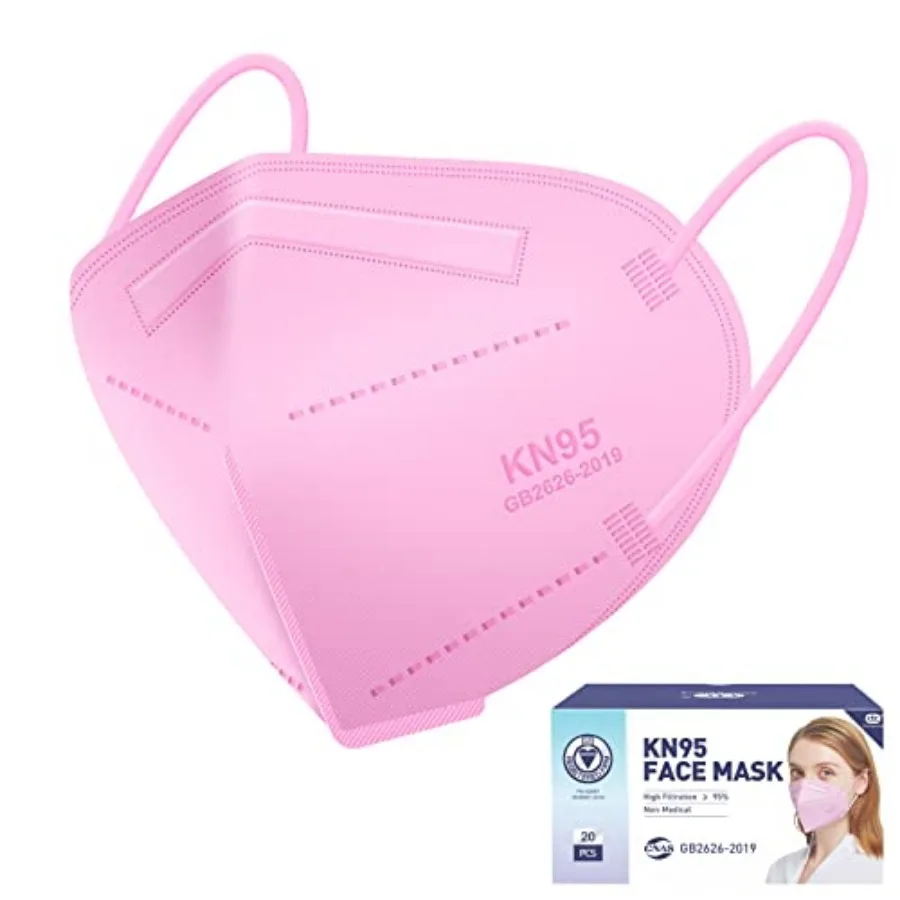 

KN95 Face Mask 20pcs 5-Ply Cup Dust Face Mask Filtration Efficiency ≥95% with Elastic Ear Loop and Nose Bridge Clip Individuall