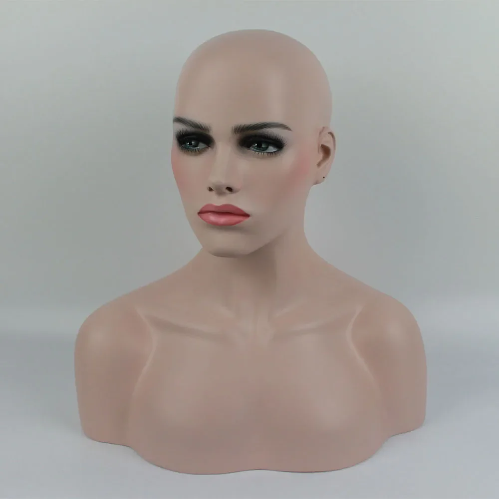 

Fiberglass Realistic Mannequin Dummy Head with Shoulders Female Manikin Heads for Wigs Hat Jewelry