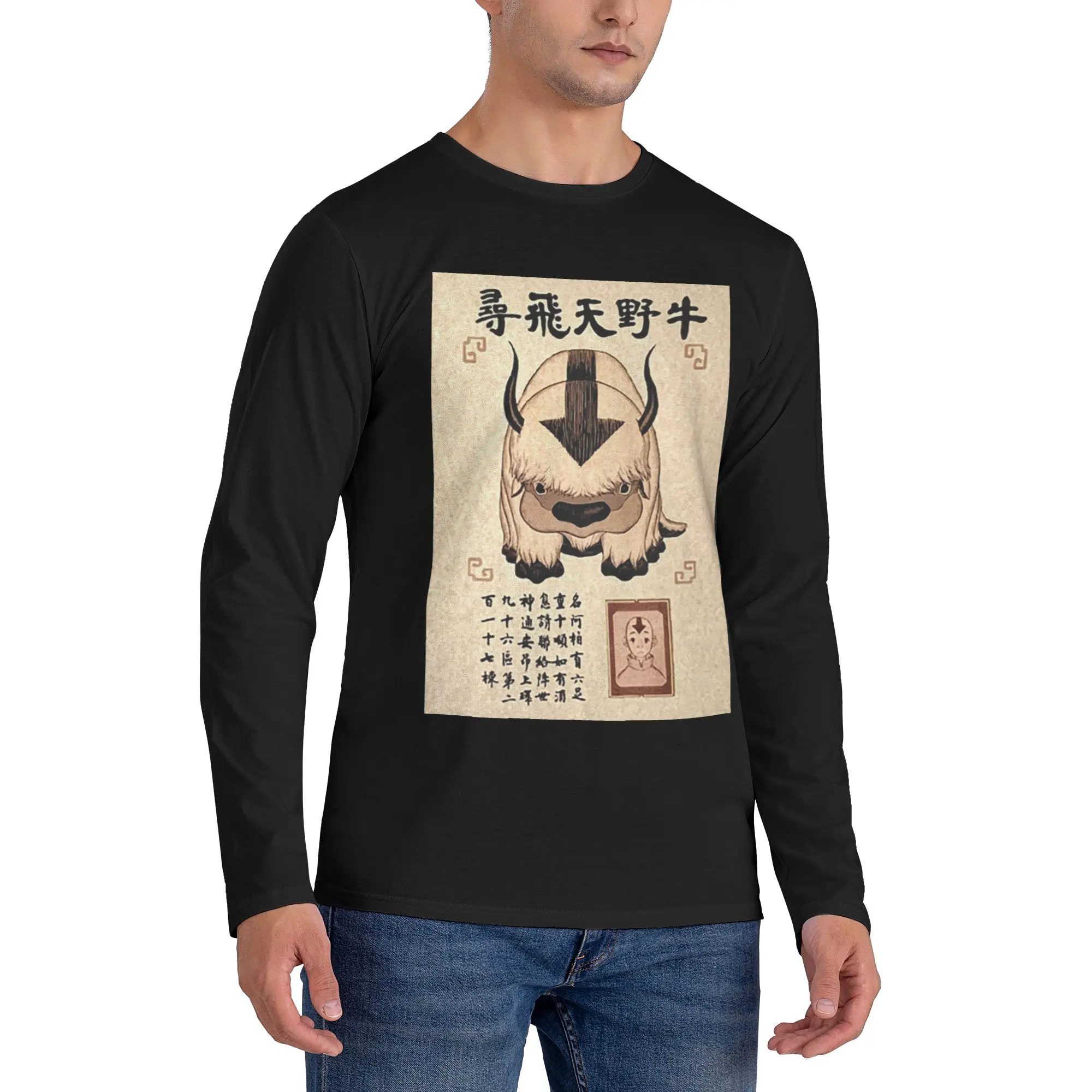 

Avatar the Last Airbender Lost Appa Плакат Мужская футболка с длинными рукавами Повседневные футболки с круглым вырезом Весенние и осенние мужские топы