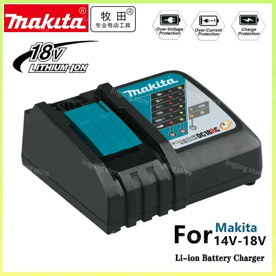 

DC18RC Li-ion Battery Charger 2A Charging Current for Makita 14.4V 18V BL1830 Bl1430 DC18RC DC18RA Power tool + USB port