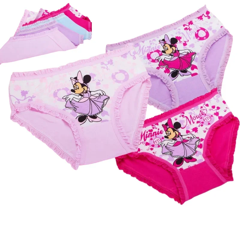 4 unids/pack Minnie bragas para niños ropa interior de Anime para niñas bragas suaves transpirables ropa interior de hogar calzoncillos de algodón de dibujos animados regalos
