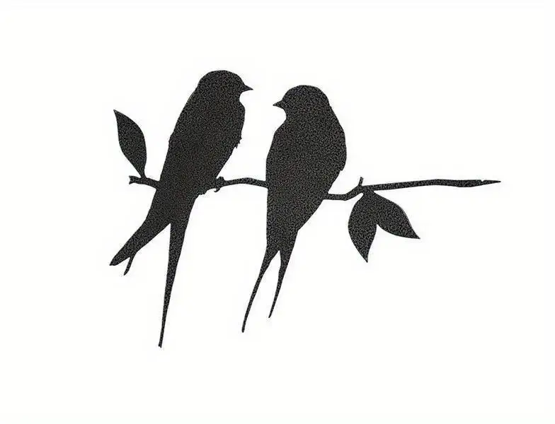 Tree Metal Art Simulation Birds Silhouettes Ornament Bird Branch Metal Wall Art Decoration for Yard Garden Decoration