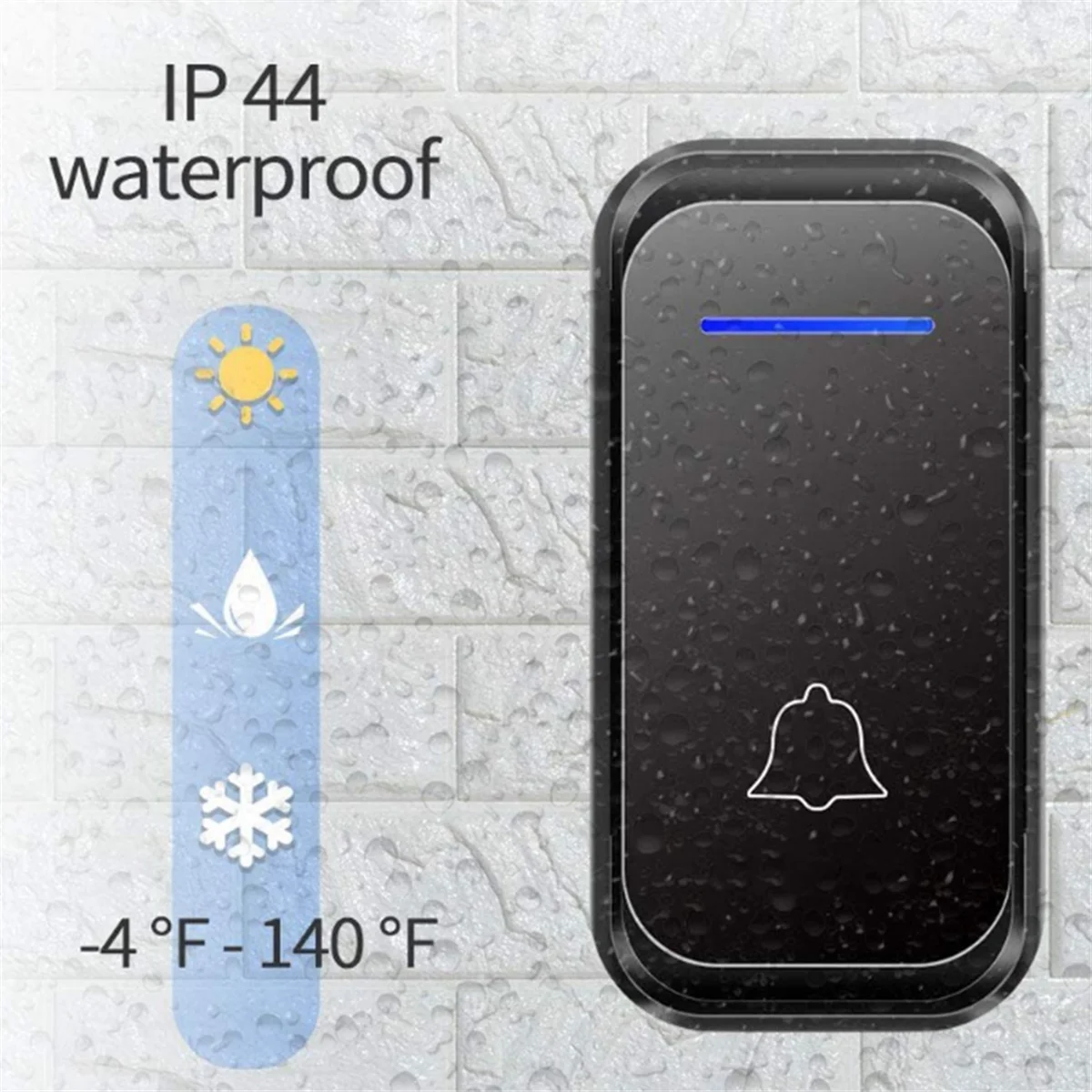 New Waterproof Wireless Doorbell Button Receiver Remote Intelligent LED Light Home Door Bell Wireless Chime US Plug