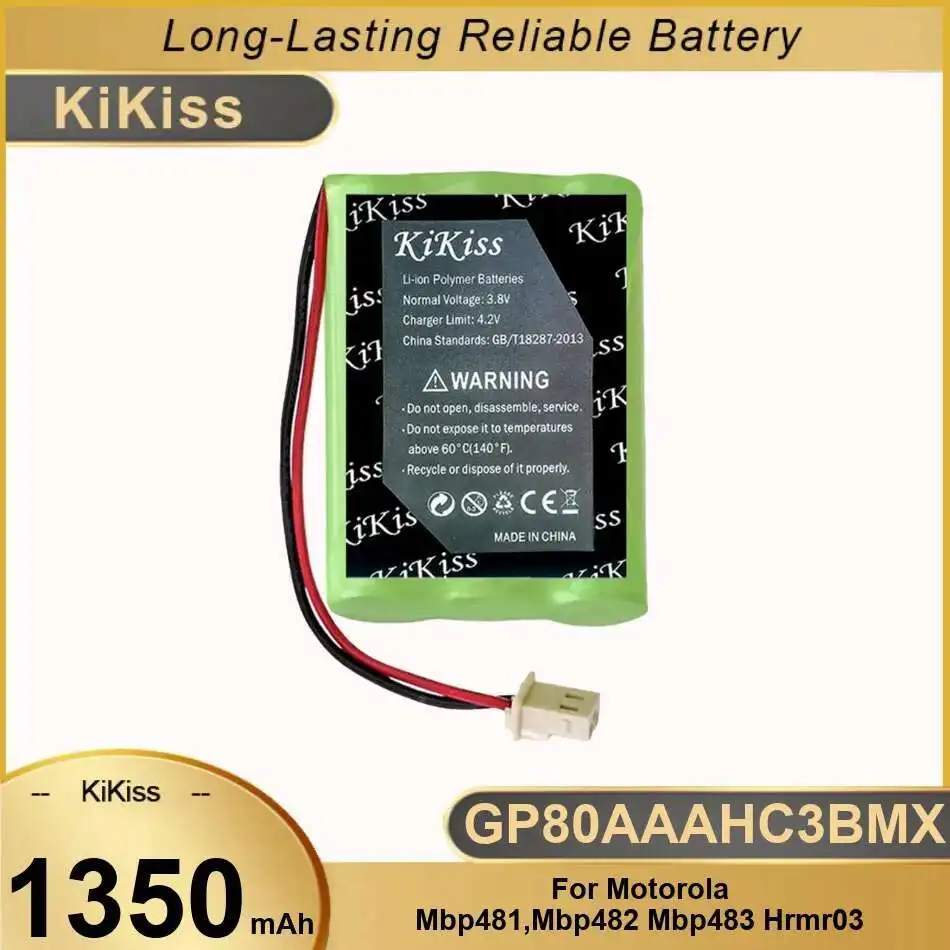 

Для Motorola MBP481, MBP482, MBP483 HRMR03 Батарея для радионяни, долговечная GP80AAAHC3BMX 1350 мАч, замена премиум-класса