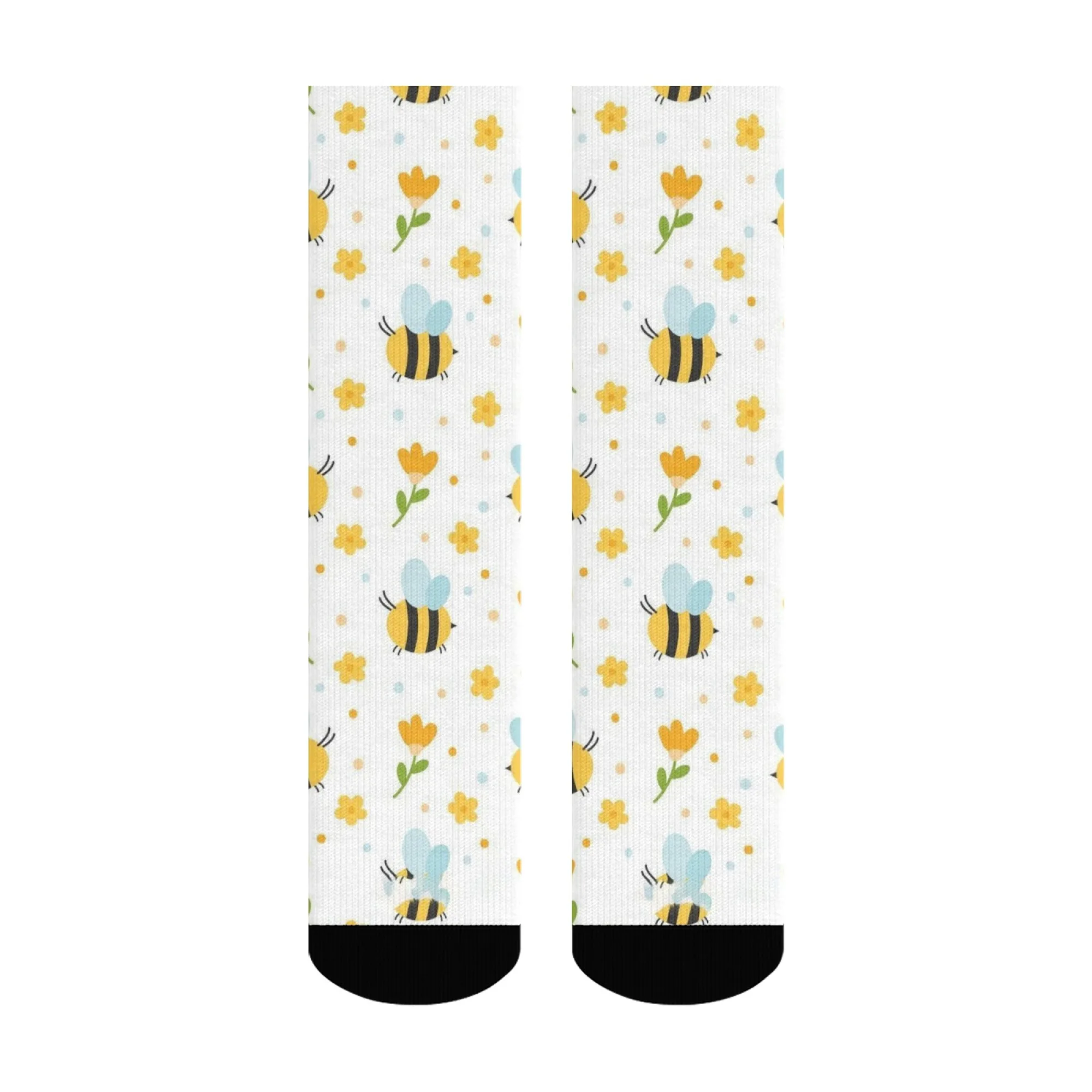 Cartoon pattern of bee flowers socks warm breathable non-slip women's socks novelty fun cute fashion socks casual party gifts