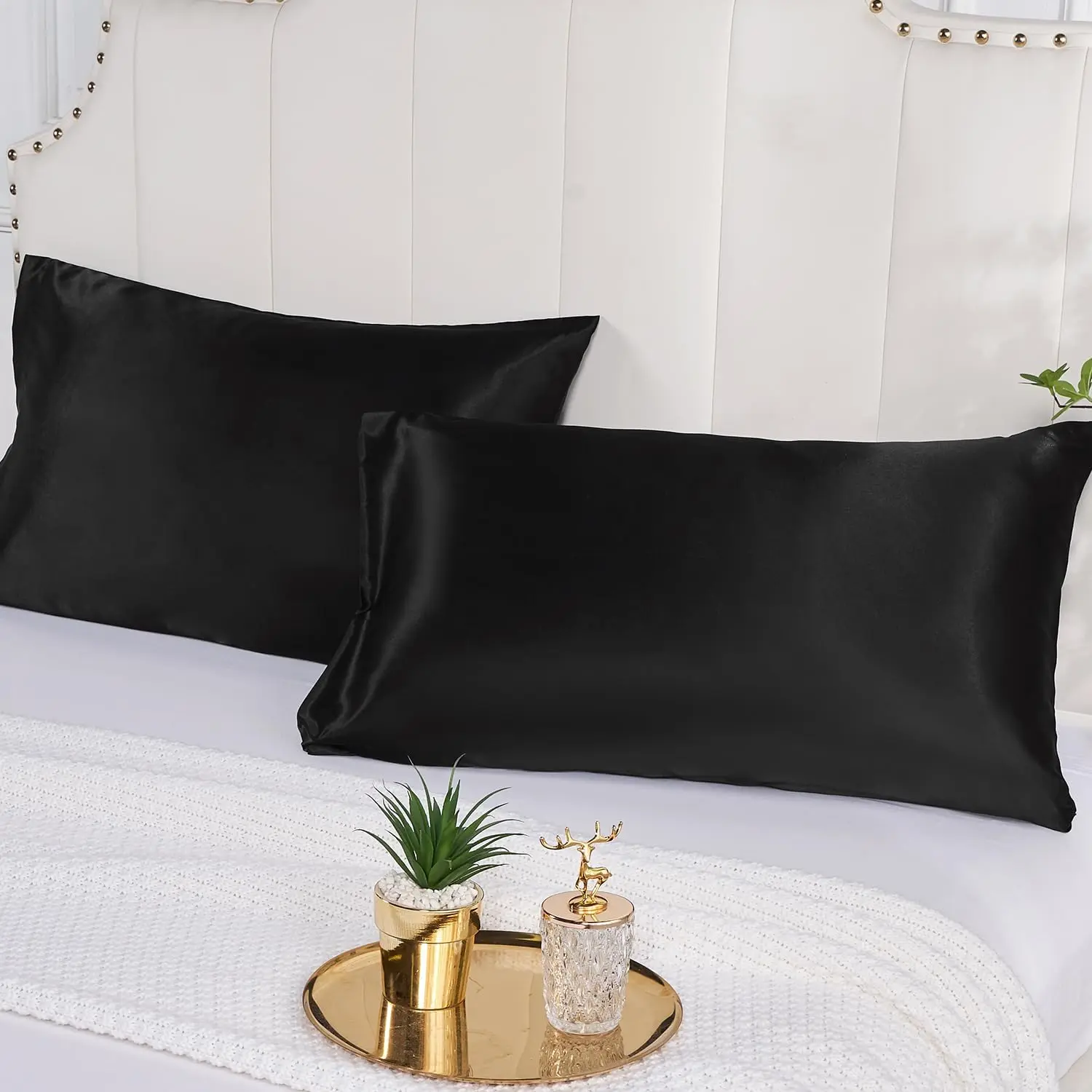 2 stücke Satin Seide Kissen bezug für Haar und Haut, Korallen Kissen bezüge Standard größe Satz von super weichen Kissen bezug – Detail 4