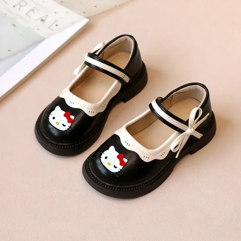 Sanrio hello kitty meisjes prinses schoenen nieuwe meisjes leren schoenen herfst babymode enkele casual schoenen kinderen sandalen