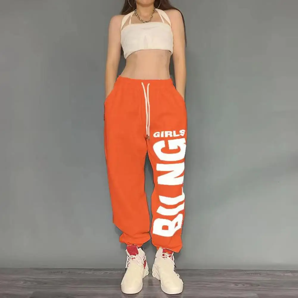 

Women Pants Stylish Women's Wide Leg Dance Pants with Elastic Waist Letter Print Hip Hop Style Sweatpants for Sport Dance Solid